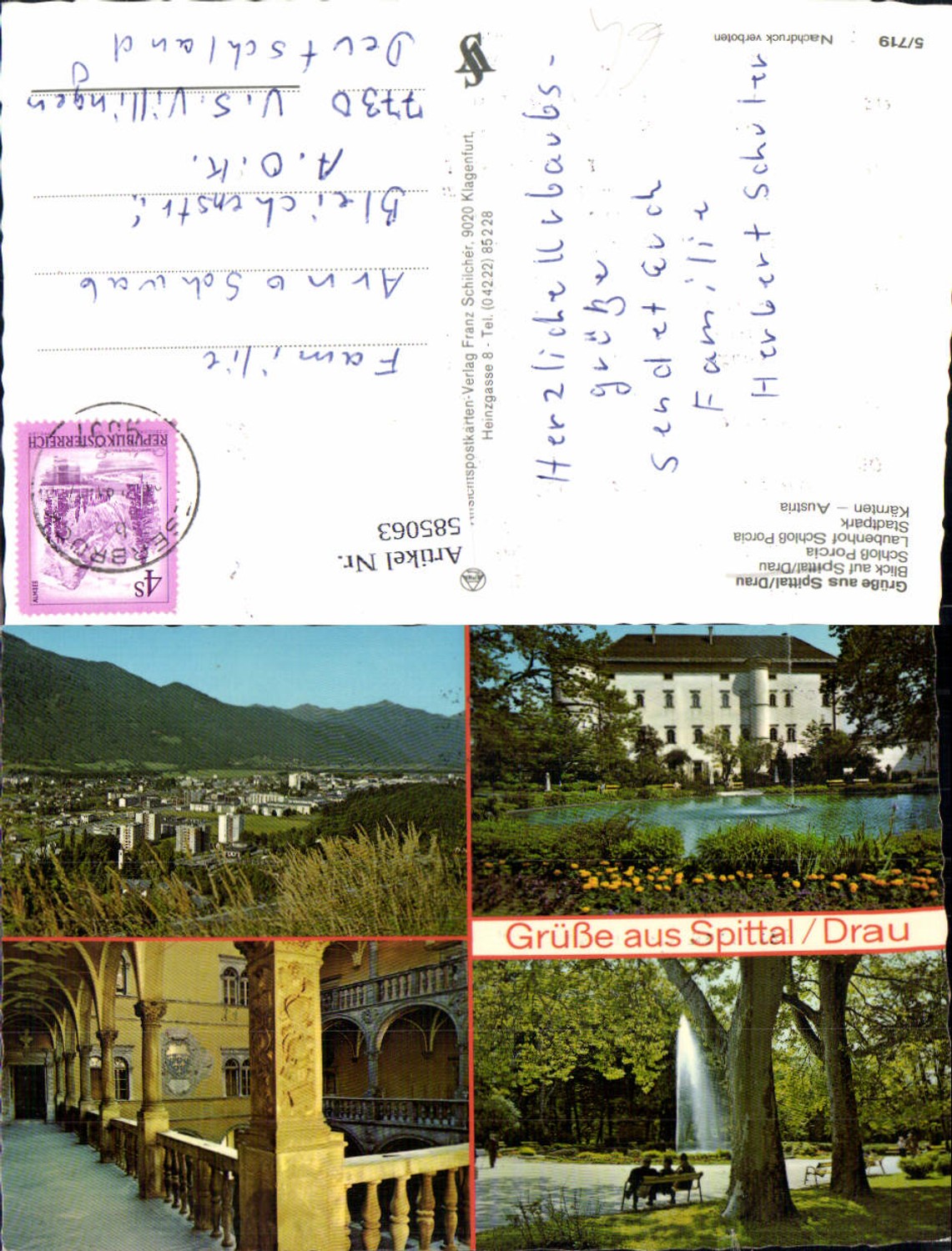 585063,Mehrbild Ak Spittal an der Drau Schloss Porcia Laubenhof Stadtpark