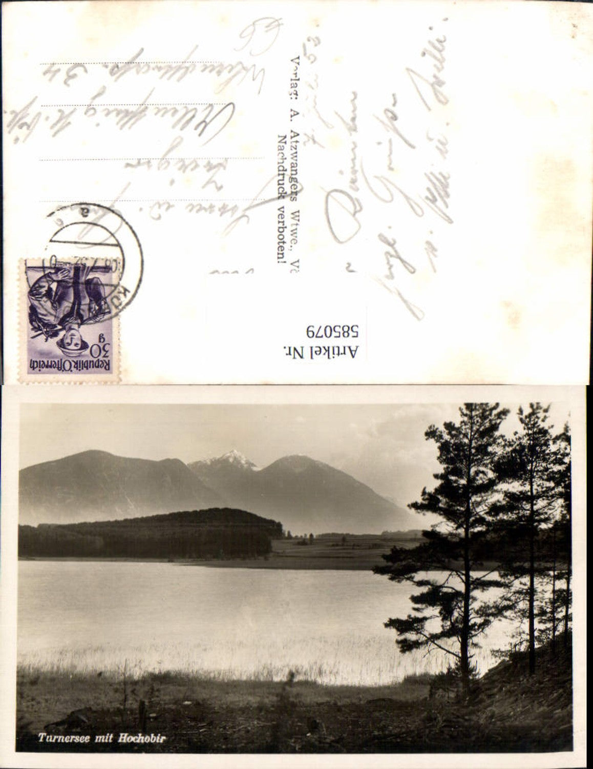 585079,Photo Ak Turnersee m. Hochobir Sankt Kanzian on Lake Klopein