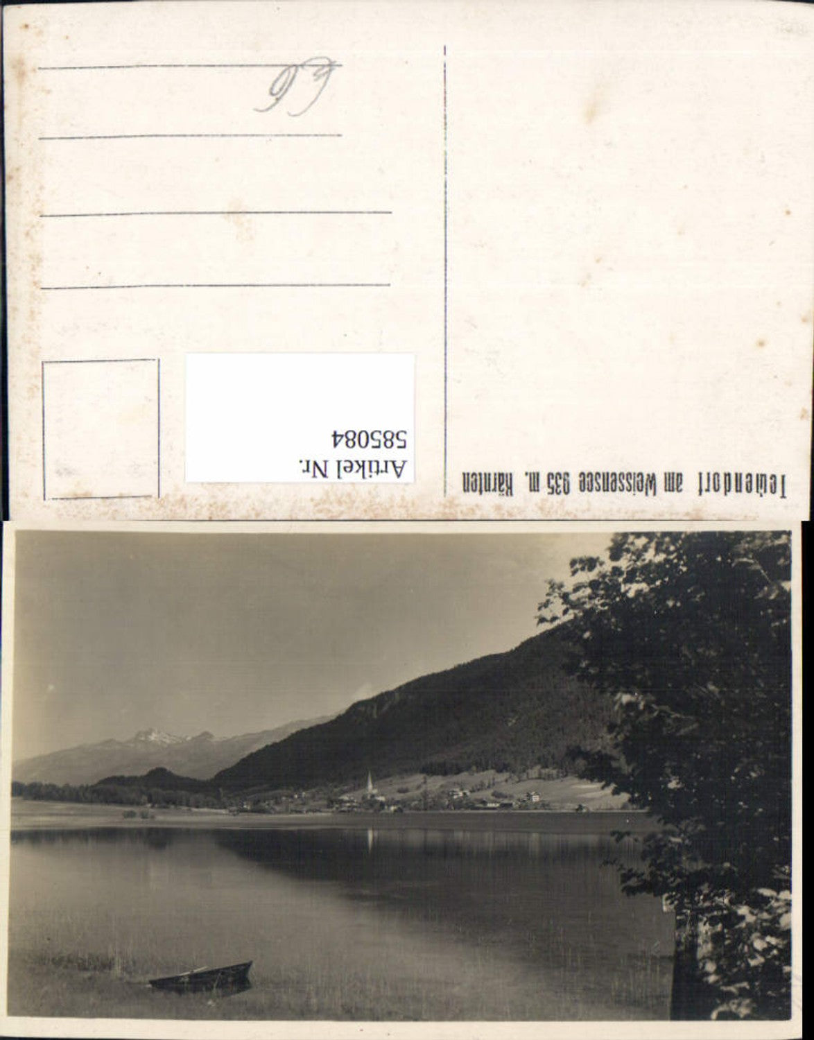 585084, Photo Ak Techendorf a. Weißensee Municipality of Weißensee