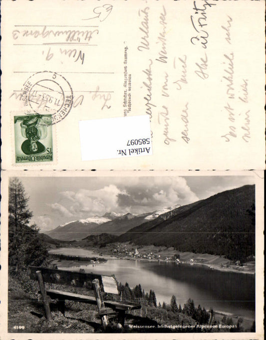585097, Photo Ak Weißensee view with bank in the foreground