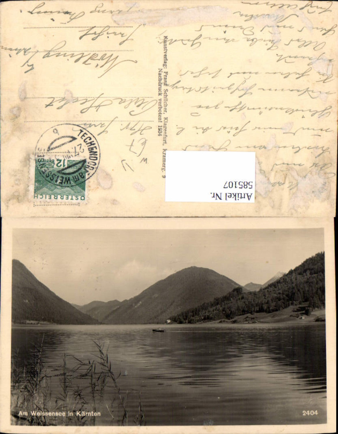 585107, Photo Ak Am Weißensee Rowing boat Boat Municipality of Weißensee