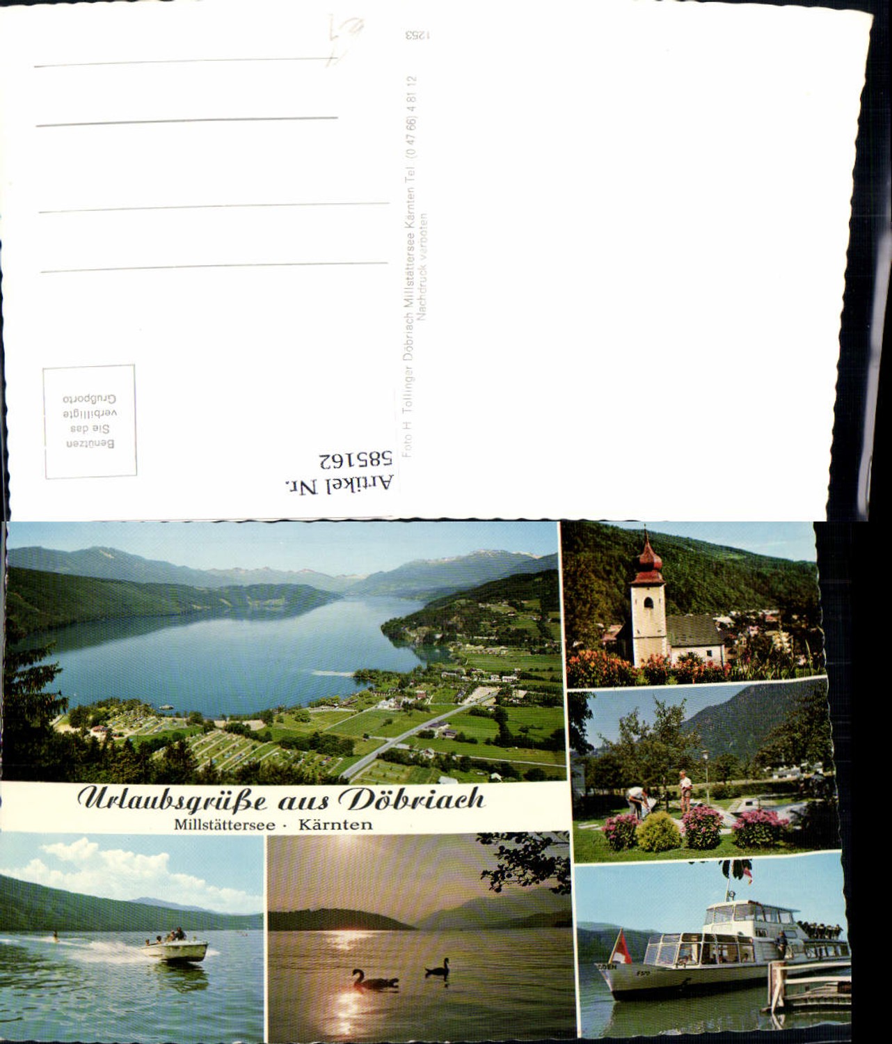 585162,Mehrbild Ak Döbriach Radenthein Millstättersee Schiff Motorboot Kirche