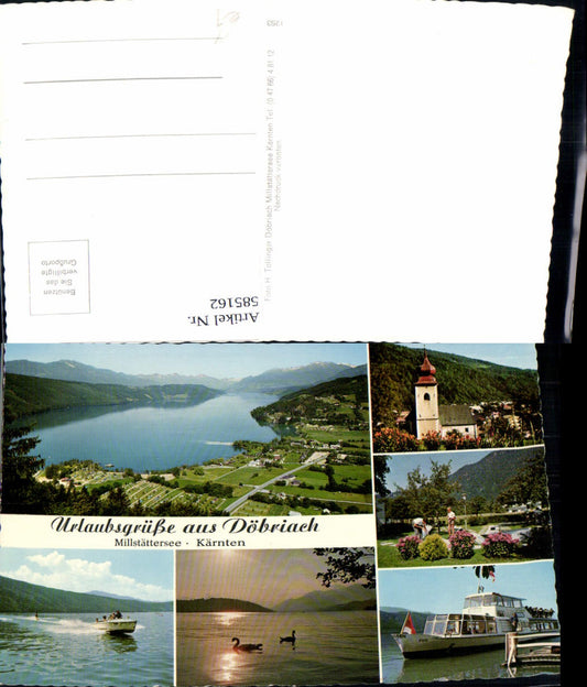 585162,Mehrbild Ak Döbriach Radenthein Millstättersee Schiff Motorboot Kirche