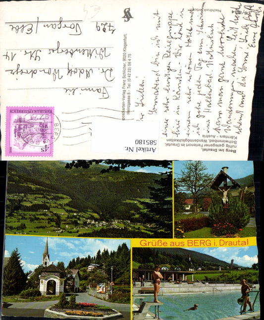 585180,Mehrbild Ak Berg i. Drautal Schwimmbad Kirche