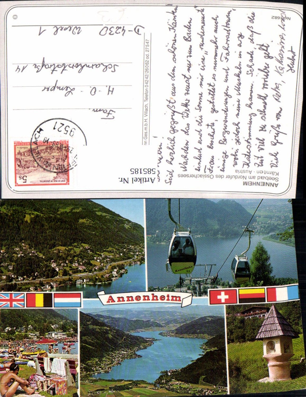 585185,Mehrbild Ak Annenheim Kanzelbahn Seilbahn Gondel Strandbad Treffen am Ossiacher See