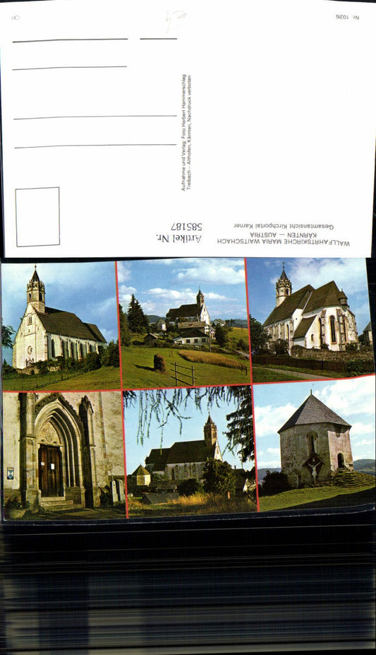 585187,Mehrbild Ak Guttaring Wallfahrtskirche Maria Waitschach Gesamtansicht Kirchportal Karner