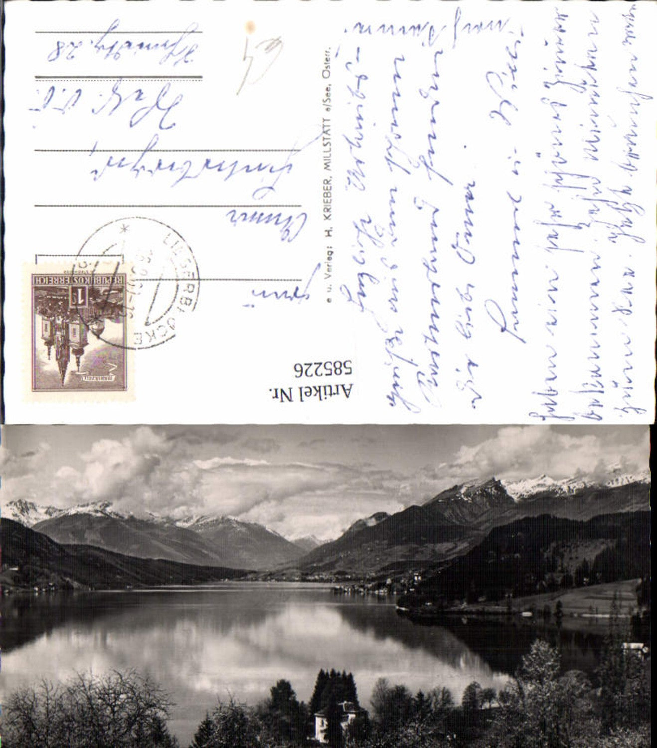 585226, Photo Ak Distant view towards the west from Dellach on Lake Millstatt