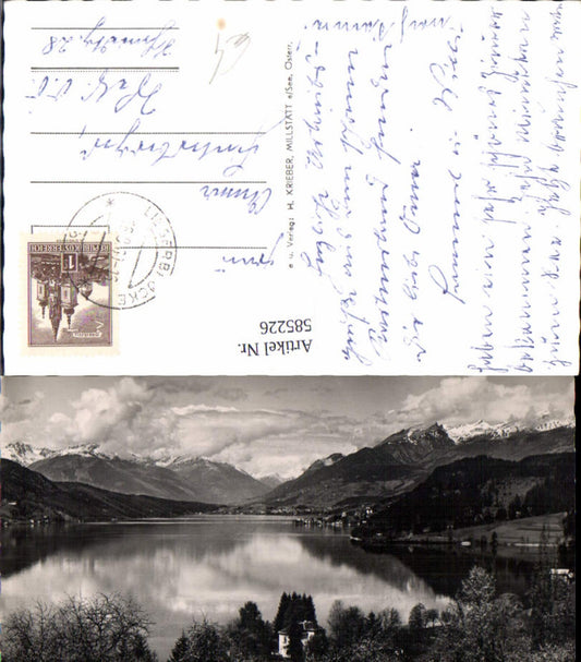 585226, Photo Ak Distant view towards the west from Dellach on Lake Millstatt