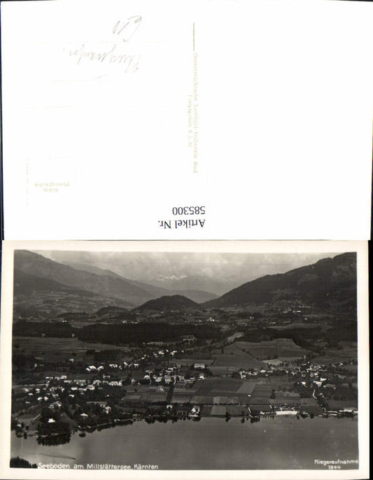 585300, Aerial photograph of Seeboden on Lake Millstatt, overall view
