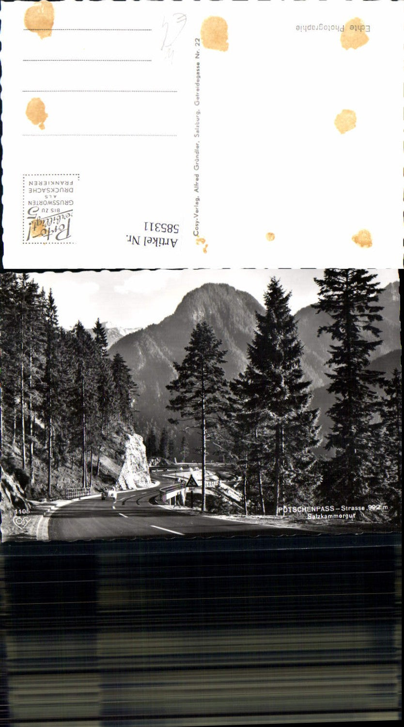 585311,Foto Ak Pötschenpass Straße Salzkammergut VW Käfer Bad Goisern am Hallstättersee