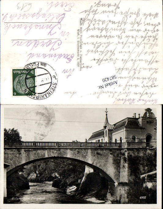 587420,Foto Ak Erlaufbrücke Purgstall Brücke