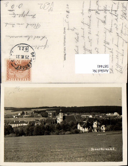 587441,Foto Ak Stadt Geras Ansicht Bahnpost 621 Drosendorf Retz pub Franz Witzmann