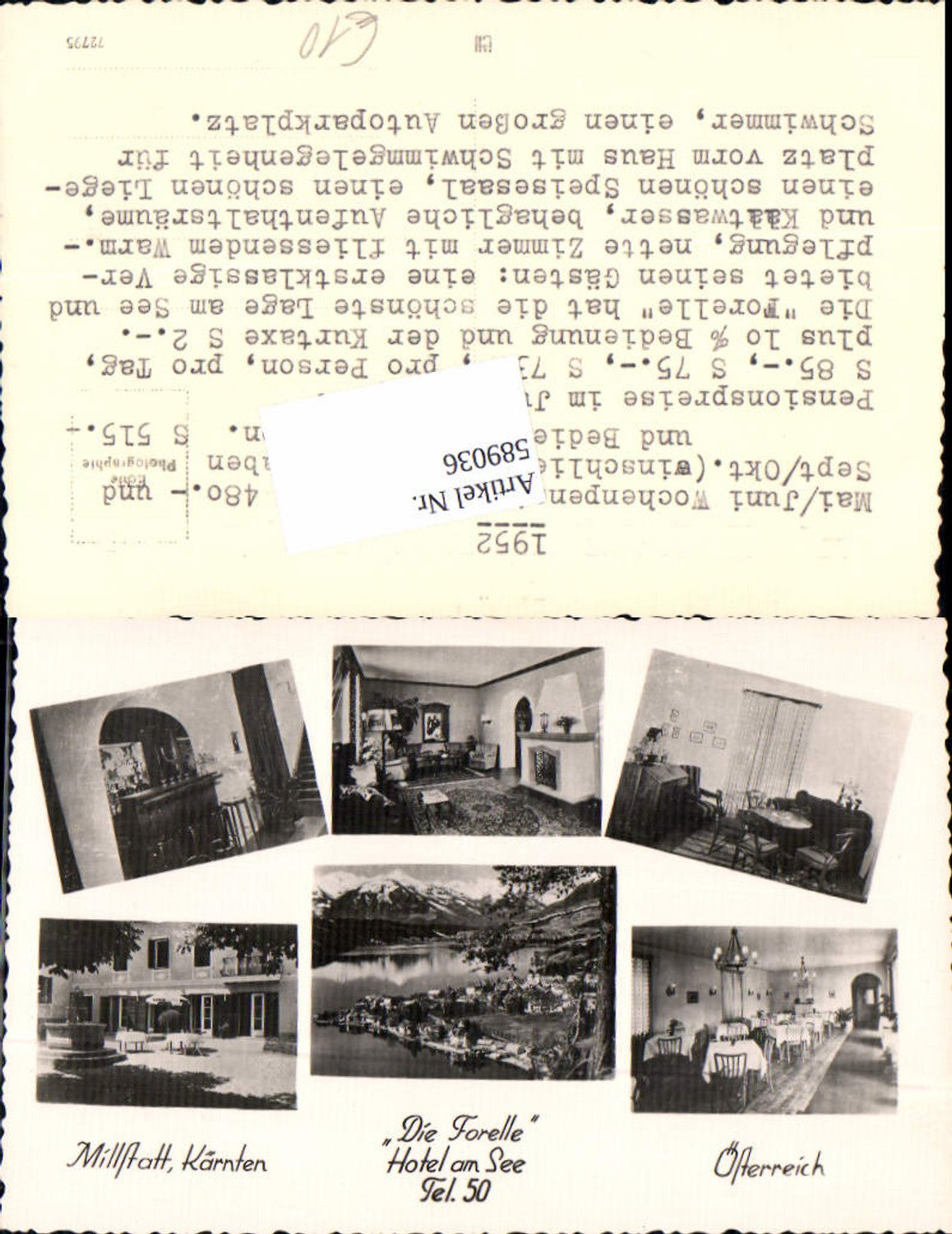 589036,tolle Foto-AK Millstatt am See Hotel am See Die Forelle