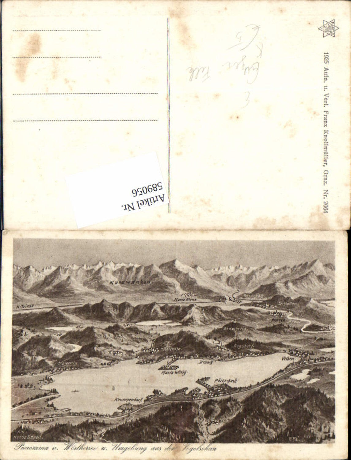 589056,Eugen Felle Wörthersee Maria Wörth Vogelschau AK Kreuzberg