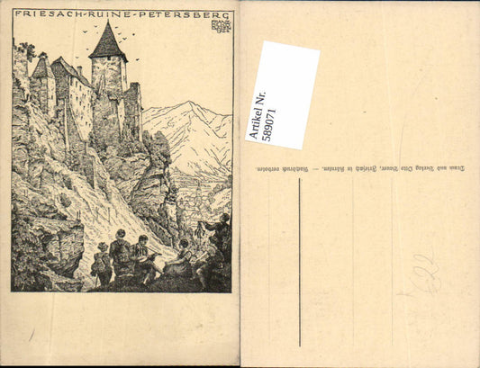 589071,Künstler AK Friesach in Kärnten Ruine Petersberg Lavant