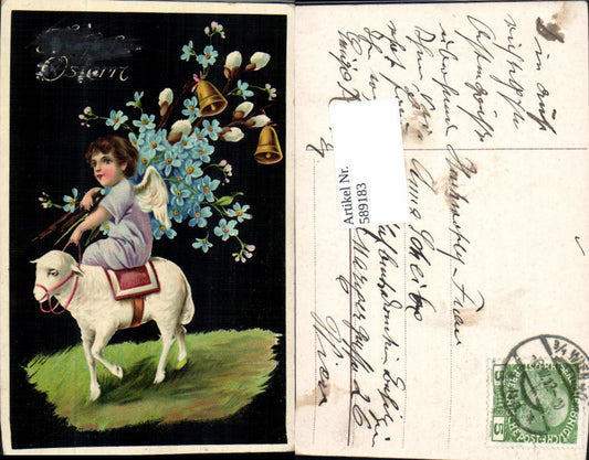 589183, great AK Easter donkey bells angel Easter angel