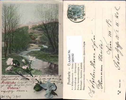 589192,tolle AK Ostern Bach Blumen