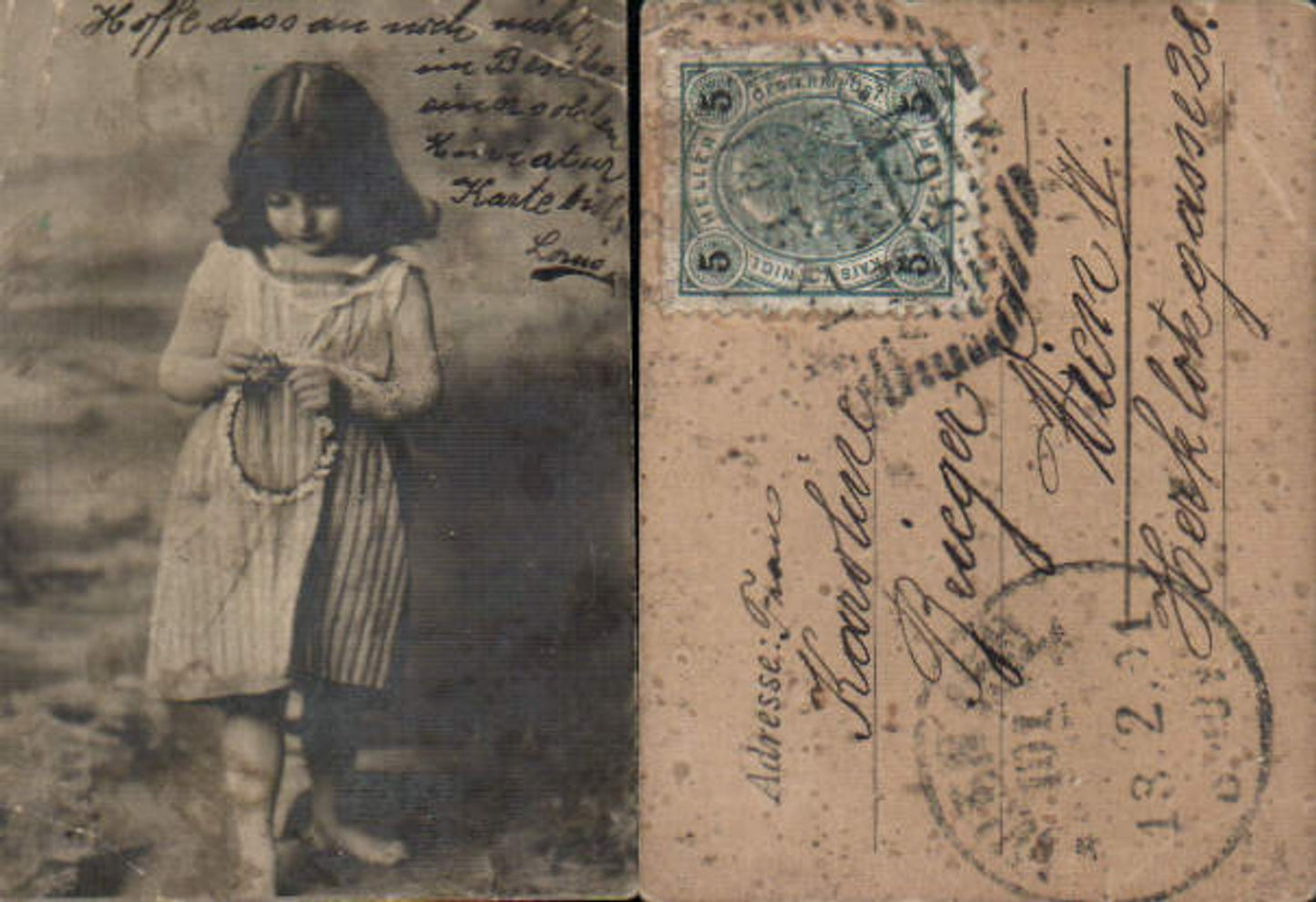589349,Mini AK Kind Mädchen Blumen 1901 6 X 5 cm