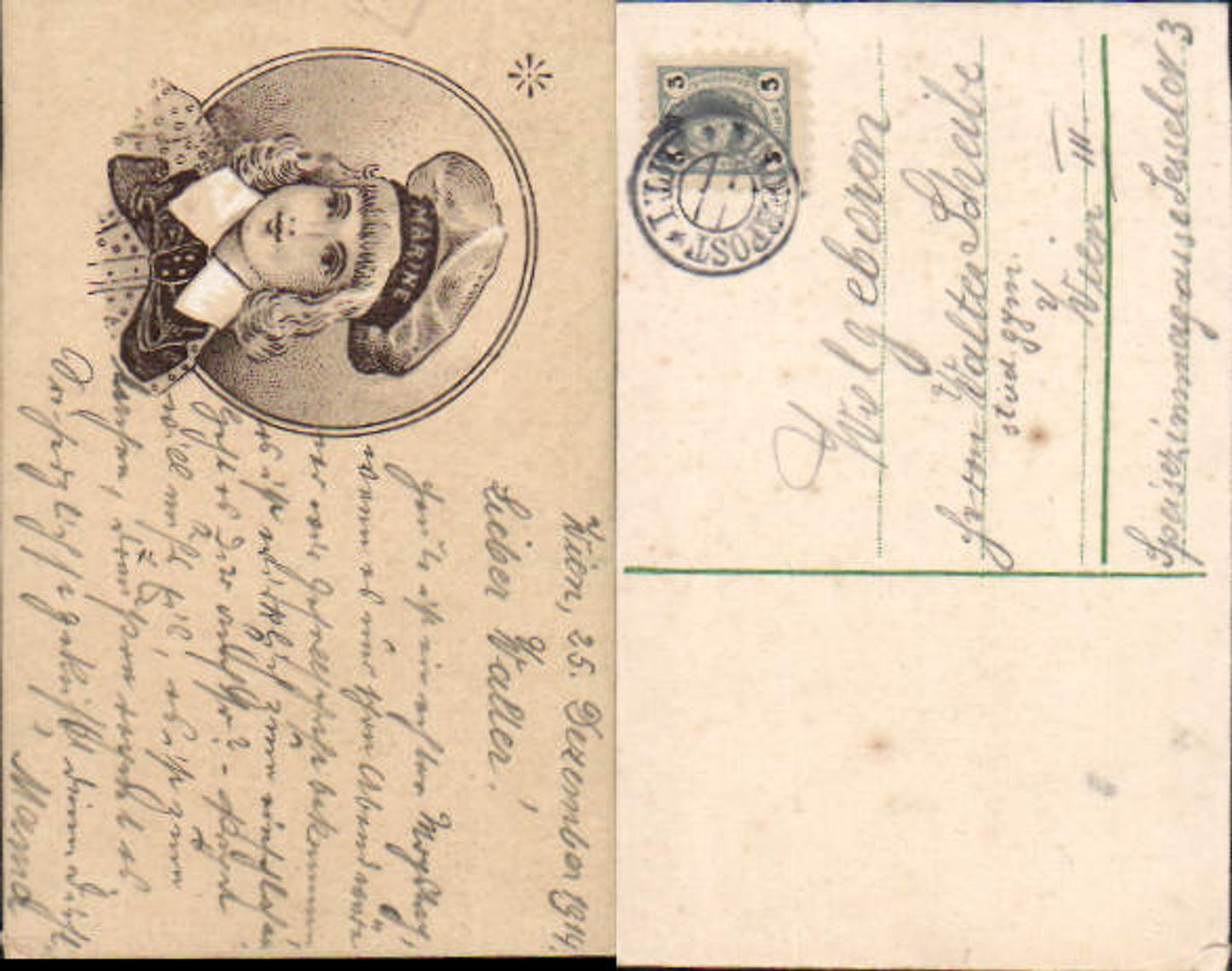 589489,Mini AK Kriegsmarine Marine Junge Uniform 1901 6 X 5 cm