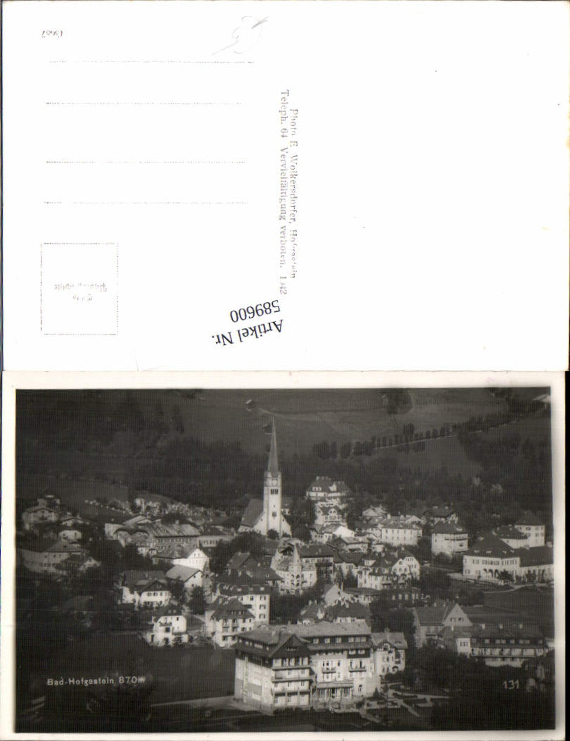 589600, rare photo postcard Hofgastein