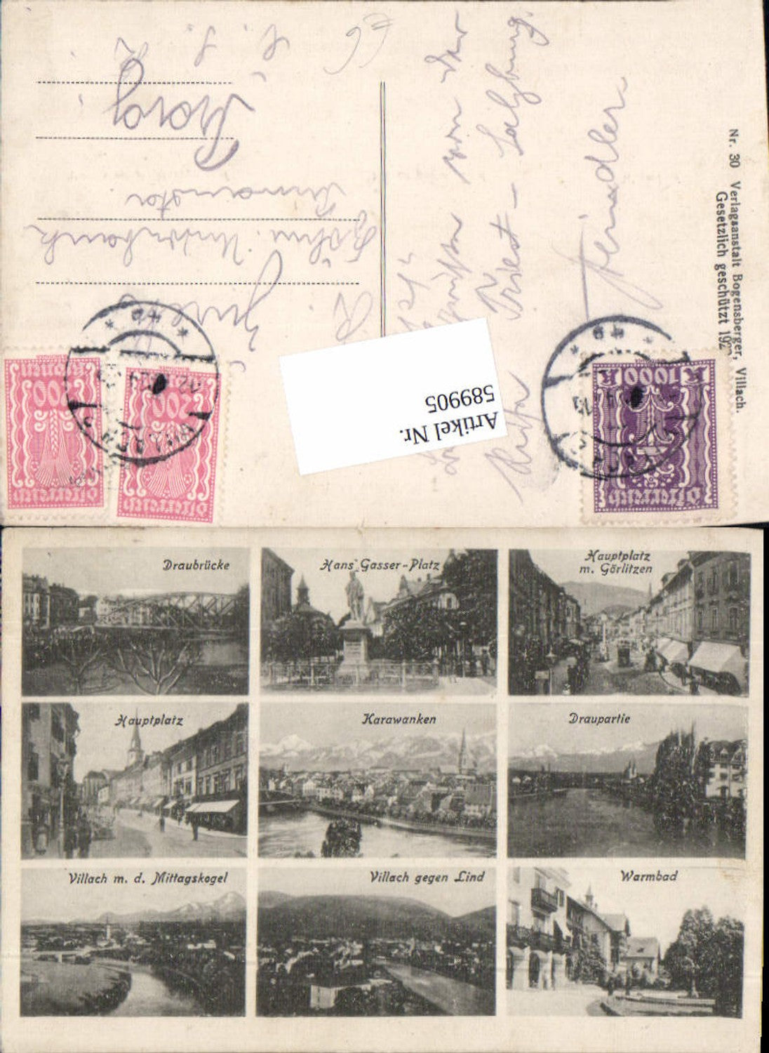 589905,Warmbad Villach Mehrbild 1924