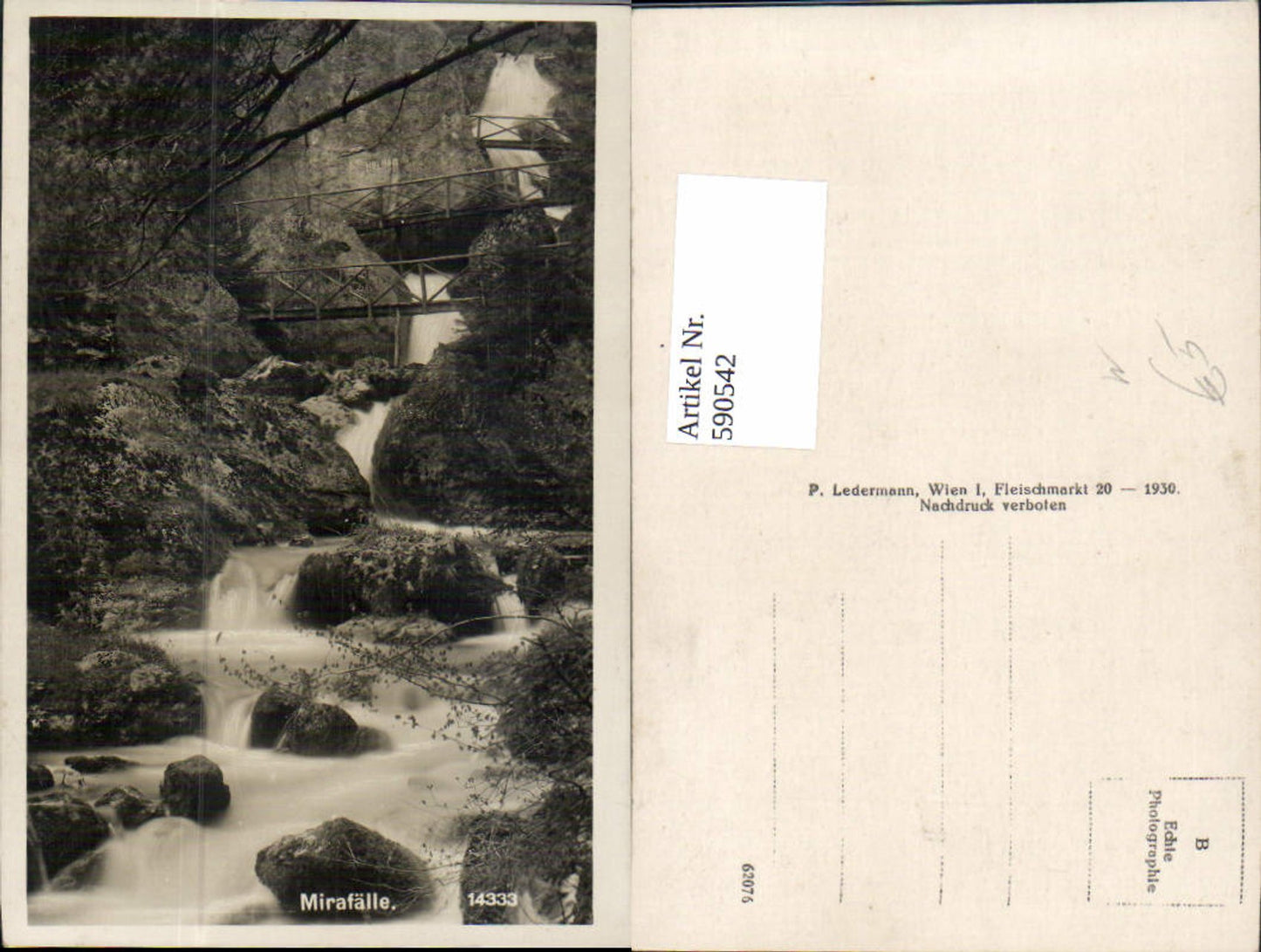 590542,Foto Ak Mirafalle Wasserfall b. Mitterbach am Erlaufsee