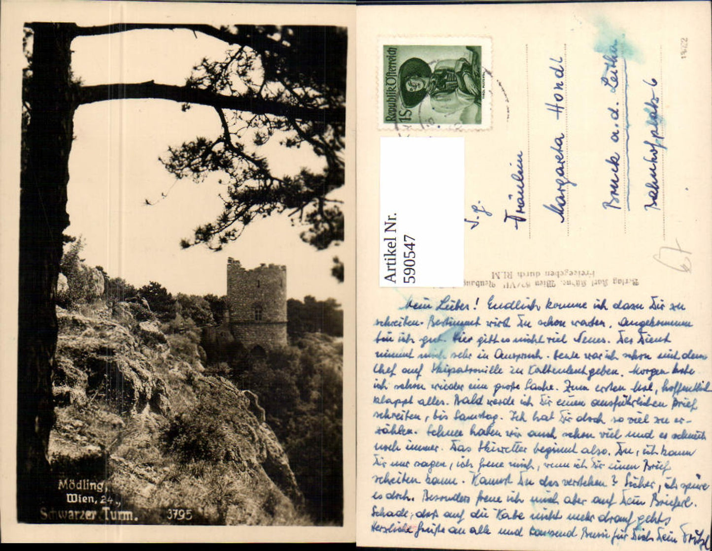 590547,Foto Ak Mödling Schwarzer Turm Ruine