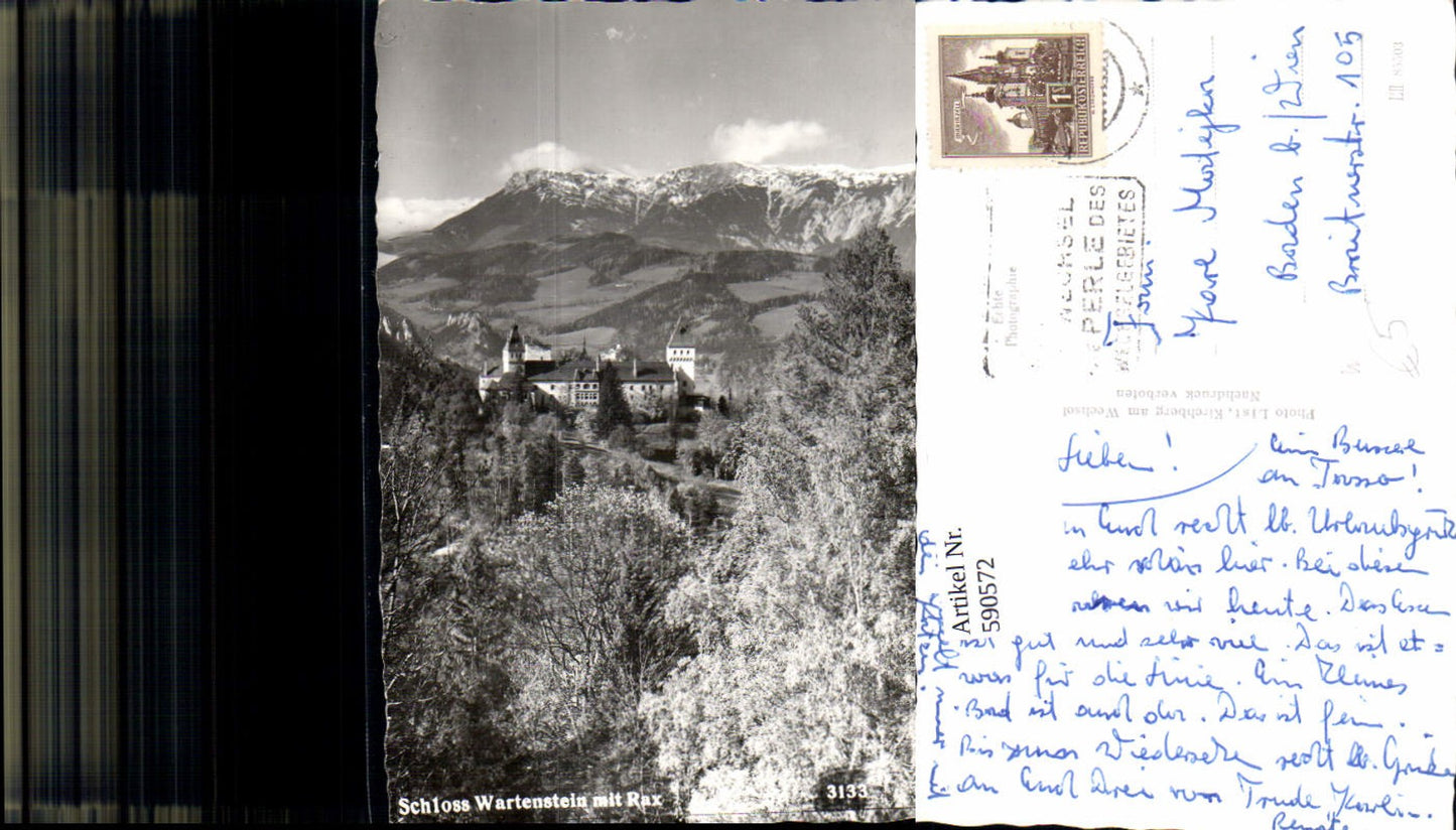 590572,Foto Ak Schloss Wartenstein m. Rax Raach am Hochgebirge
