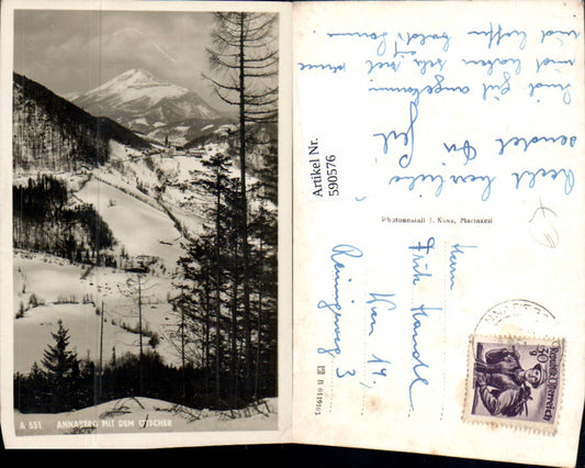 590576,Foto Ak Annaberg m. d. Ötscher Winteransicht