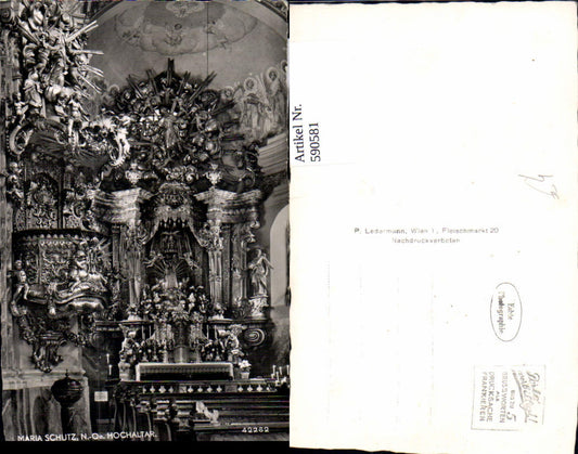 590581,Foto Ak Maria Schutz Hochaltar Innen Kirche Schottwien