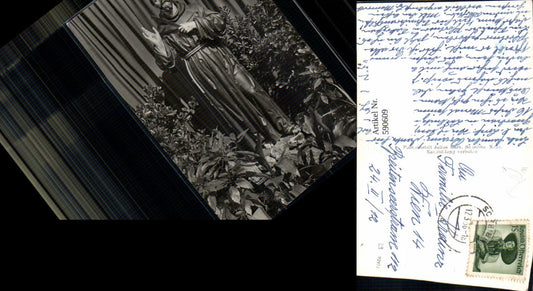 590609,Foto Ak Scheibbs Statue Mönch Franz von Assisi Religion