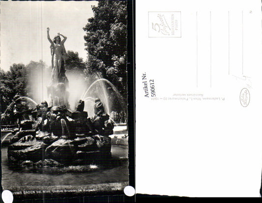 590612,Foto Ak Baden b. Wien Undine Brunnen Kurpark Springbrunnen
