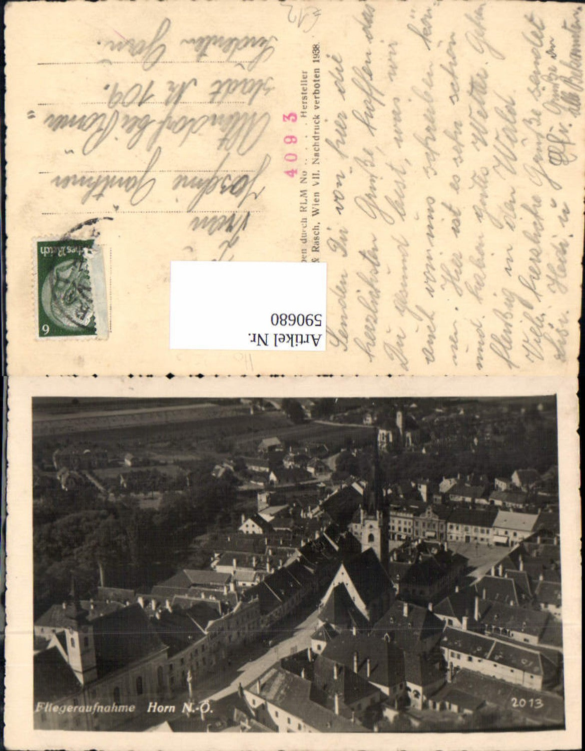 590680,Foto Ak Fliegeraufnahme Horn Ansicht