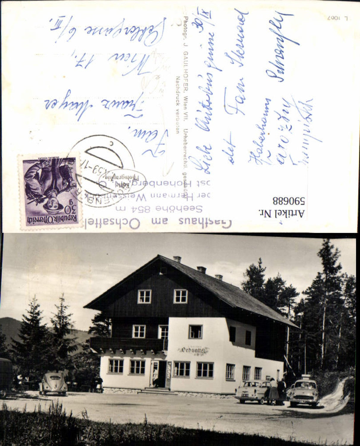 590688,Foto Ak Gasthaus a. d. Ochsattel VW Käfer Hohenberg St. Aegyd am Neuwalde