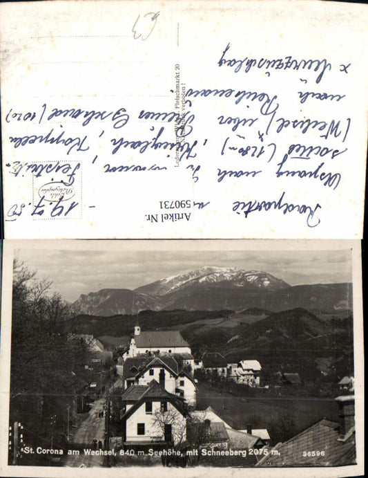 590731,Foto Ak St. Corona a. Wechsel m. Schneeberg Ansicht