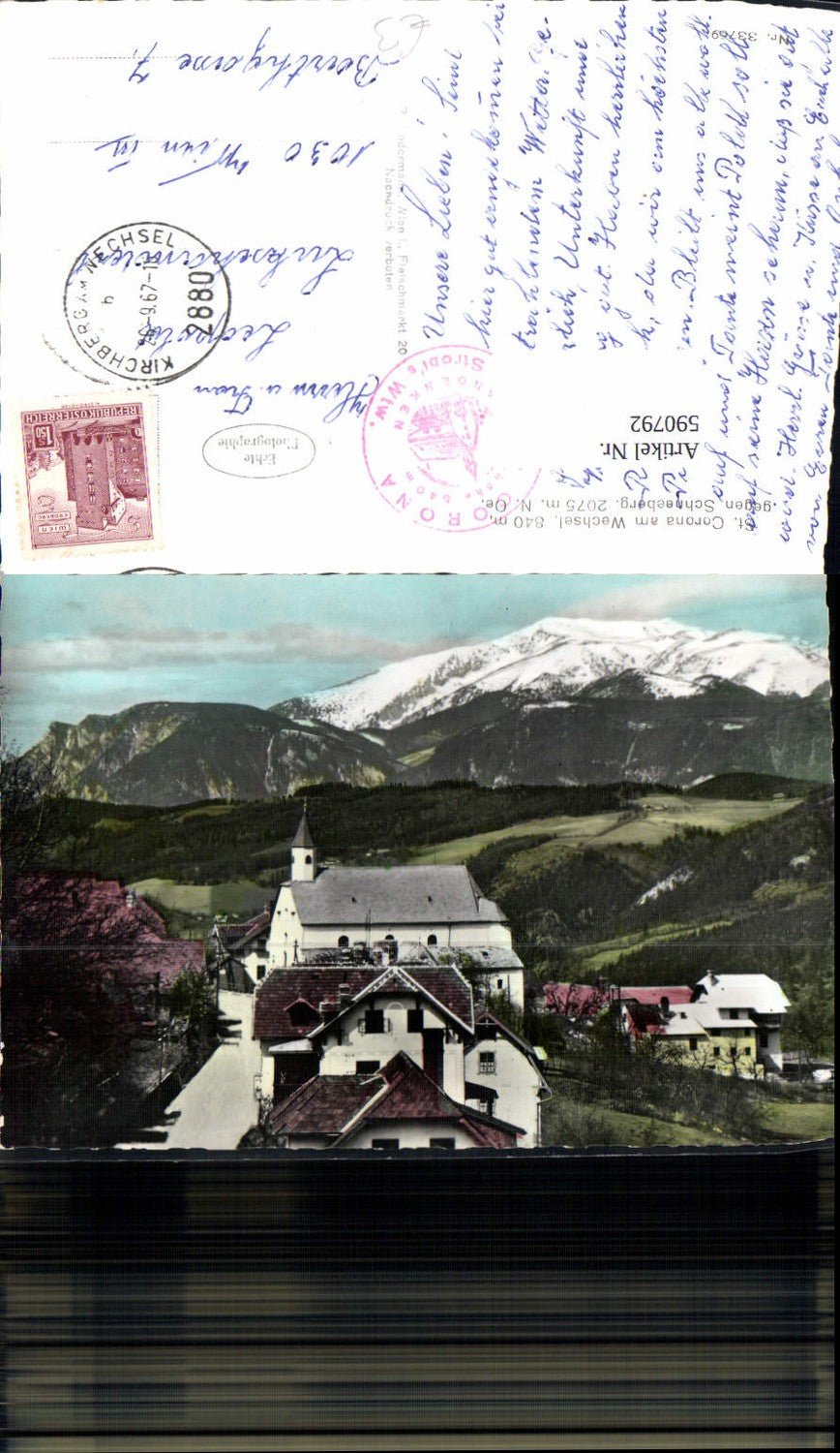 590792,Foto Ak St. Corona a. Wechsel geg. Schneeberg
