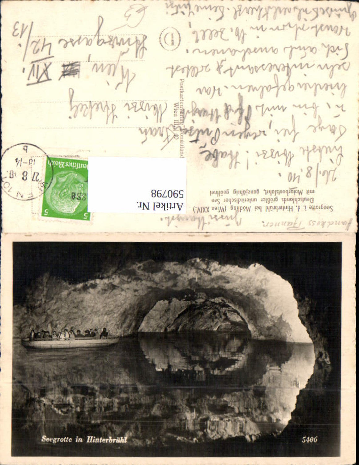 590798,Foto Ak Seegrotte Hinterbrühl b. Mödling Schiff Boot