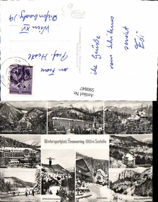 590847,Mehrbild Ak Semmering Winterpartie Erholungsheim Hotel Panhans Kircherl