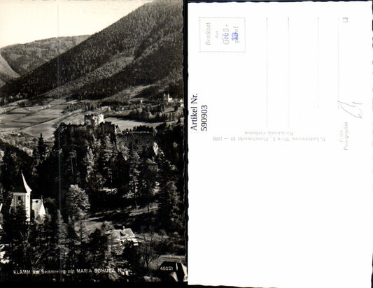 590903,Foto Ak Klamm a. Semmering m. Maria Schutz Schottwien