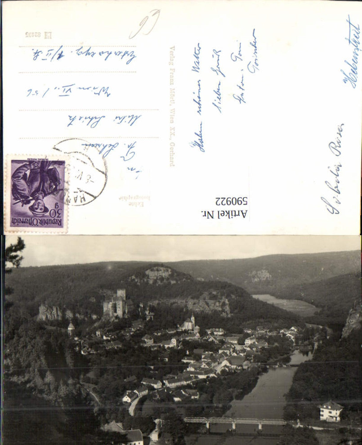 590922,Foto Ak Hardegg a. d. Thaya Totale