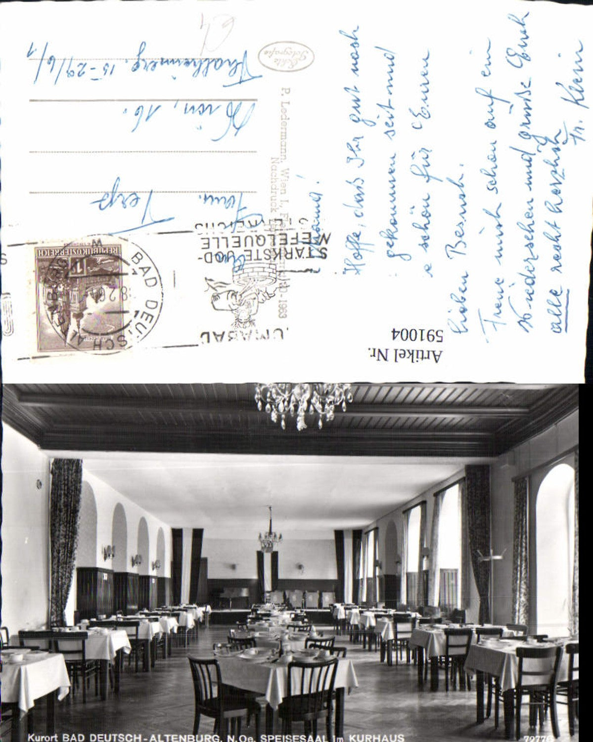 591004,Foto Ak Bad Deutsch-Altenburg Kurhaus Speisesaal Innen