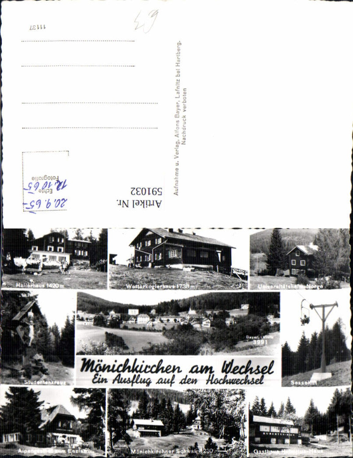 591032,Mehrbild Ak Mönichkirchen a. Wechsel Sessellift Hallerhaus