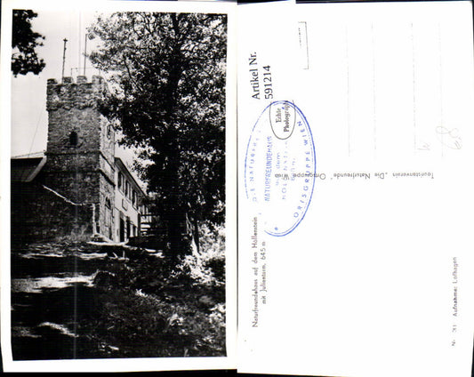 591214,Foto Ak Naturfreundehaus a. d. Höllenstein m. Julienturm Kaltenleutgeben