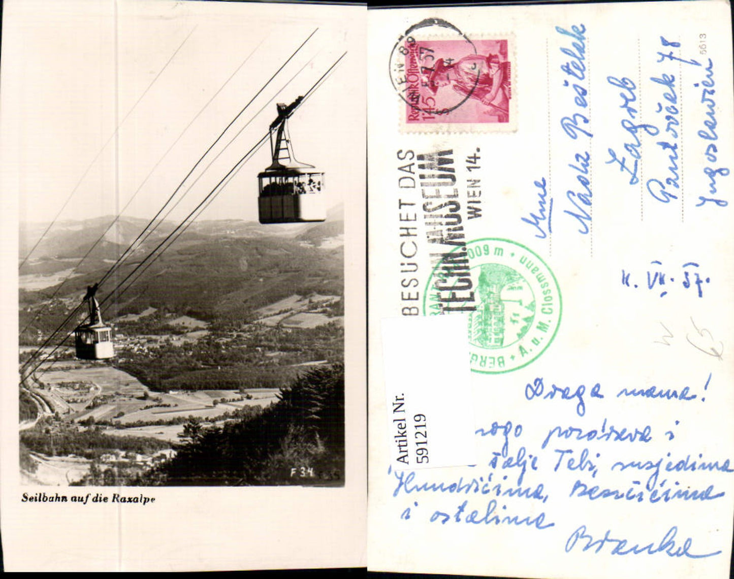 591219, Photo Ak cable car to Raxalpe Hirschwang an der Rax Reichenau an der Rax