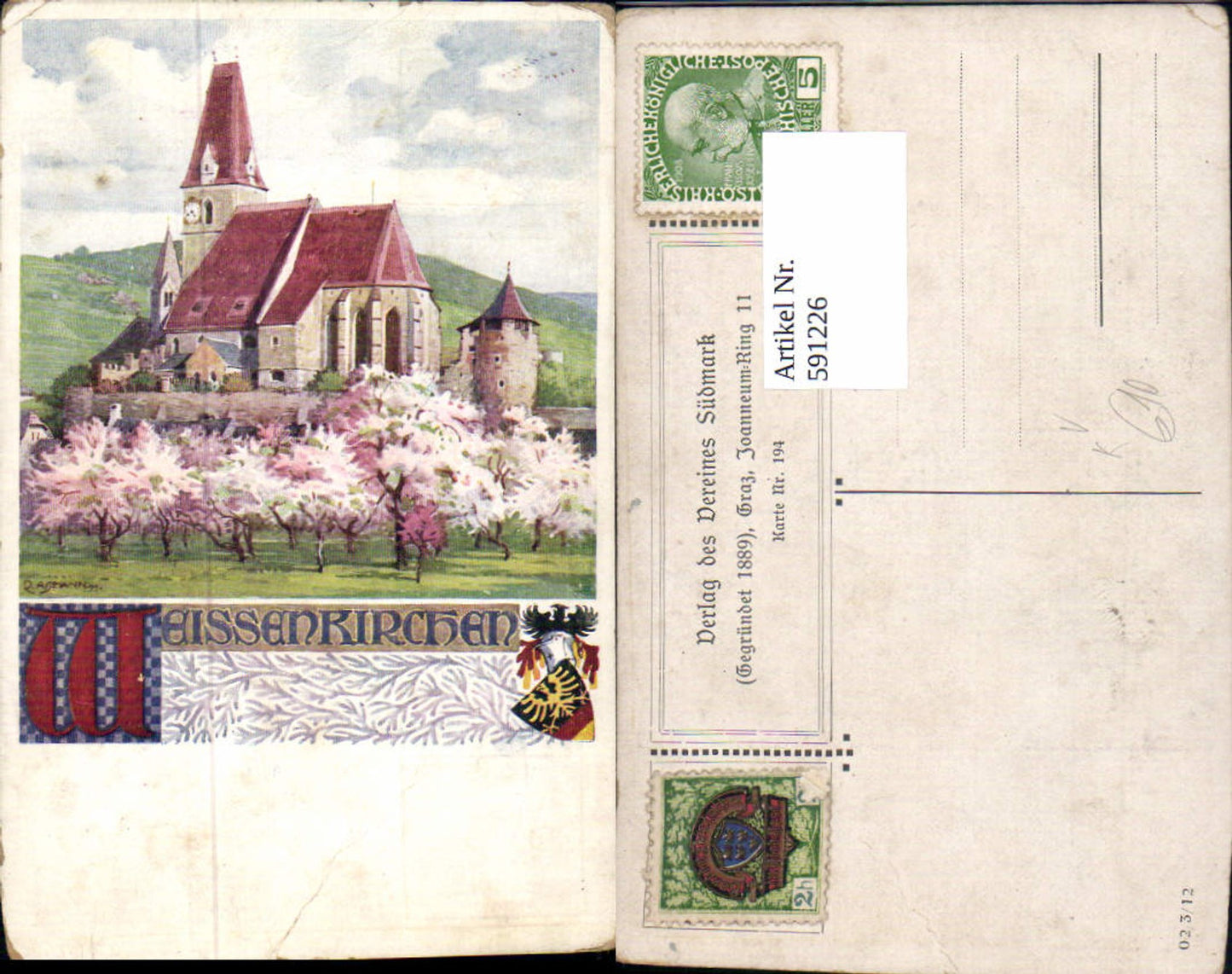 591226,Künstler Ak R. Assmann Weißenkirchen in der Wachau pub Verein Südmark 194