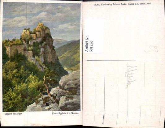 591230,Künstler Ak Leopold Schweiger Ruine Aggstein Wachau Schönbühel-Aggsbach