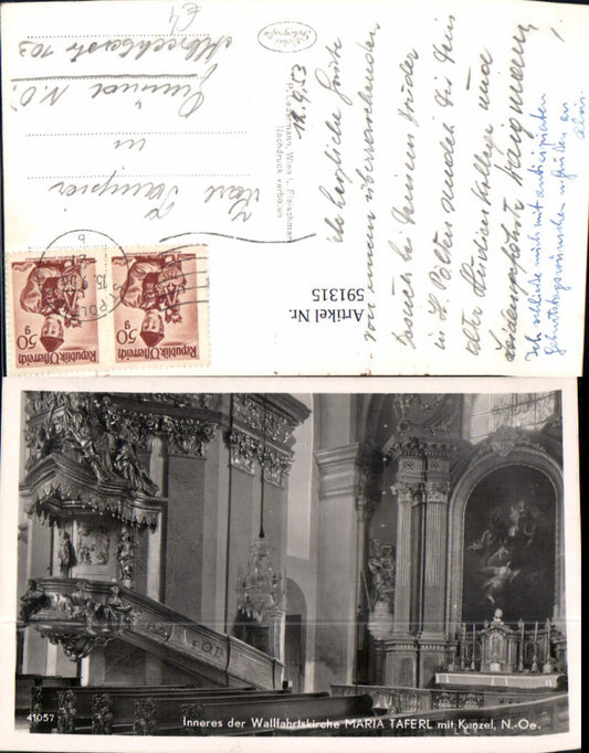 591315,Foto Ak Maria Taferl Wallfahrtskirche Innen Kanzel