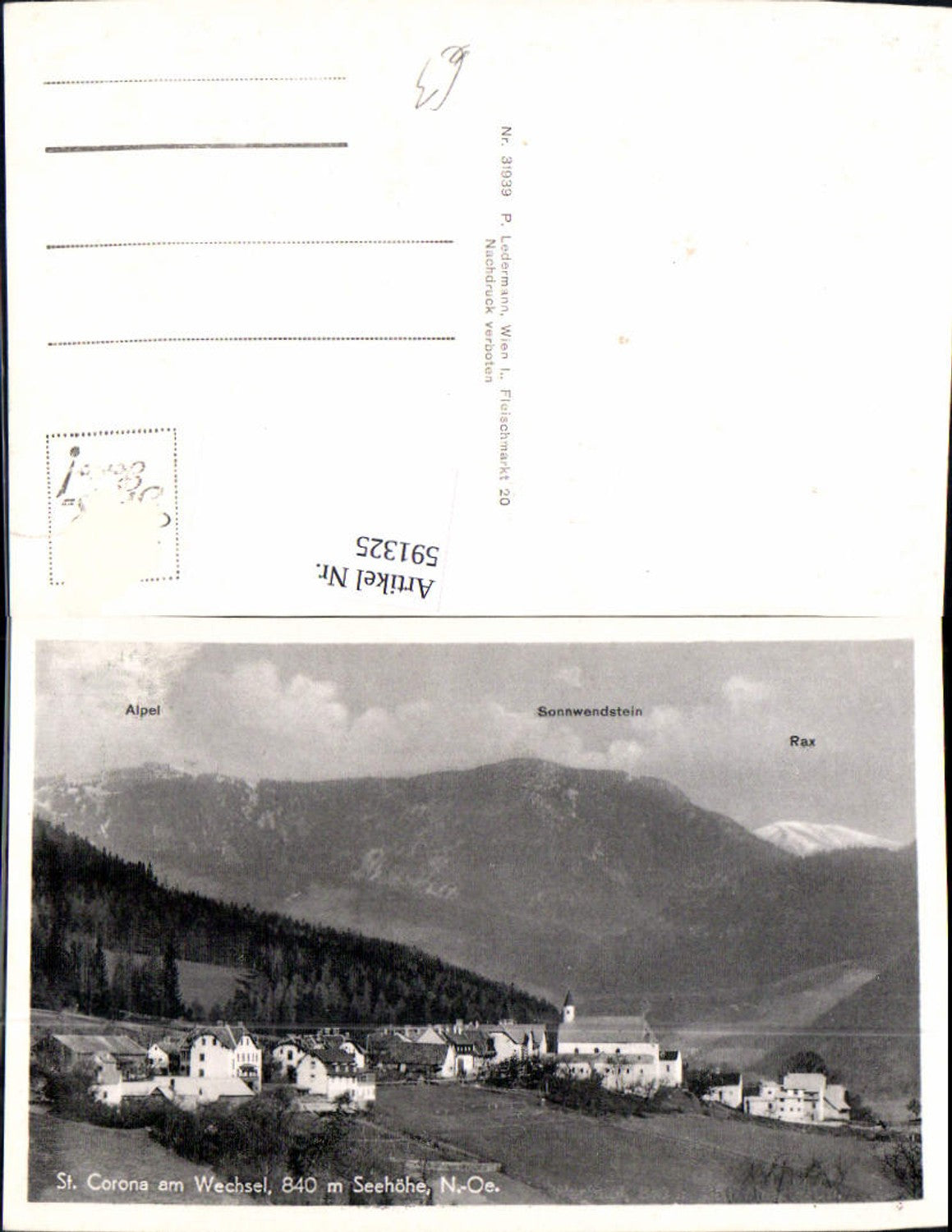 591325,Foto Ak St. Corona am Wechsel m. Gipfelkarte