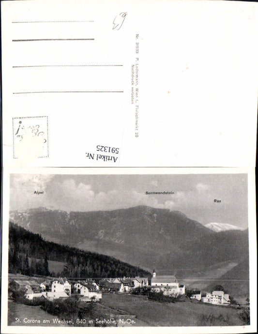 591325,Foto Ak St. Corona am Wechsel m. Gipfelkarte