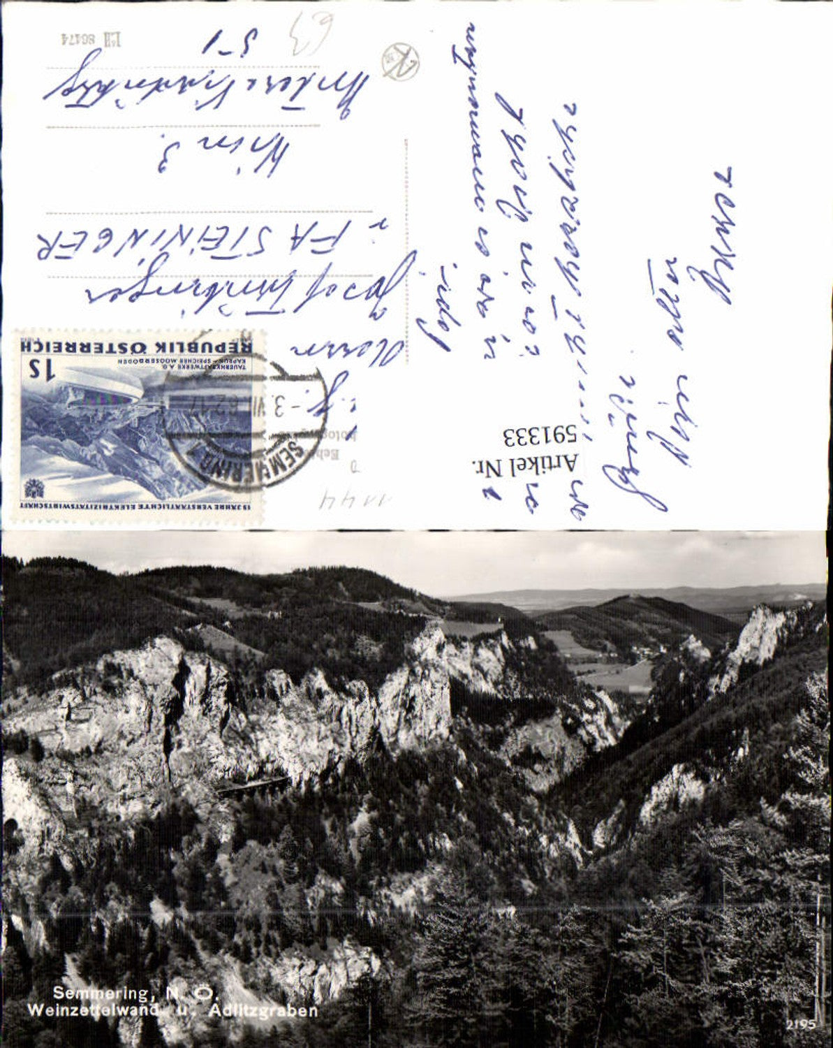 591333, Photo Ak Semmering Wine List Wall and Adlitzgraben